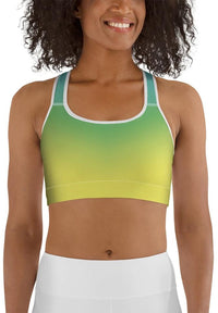 Vibrant Blue and Green Ombre Sports Bra