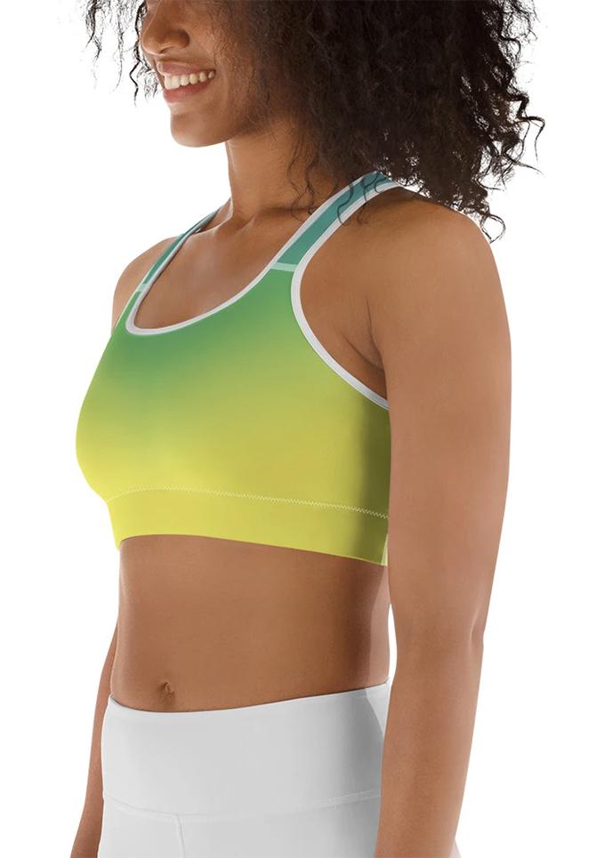 Vibrant Blue and Green Ombre Sports Bra