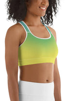 Vibrant Blue and Green Ombre Sports Bra