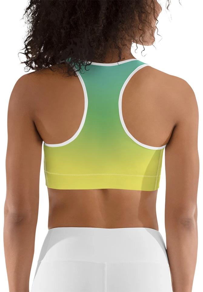 Vibrant Blue and Green Ombre Sports Bra