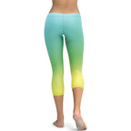 Vibrant Blue & Green Ombre Capris - FiercePulse - Premium Workout Leggings - Yoga Pants