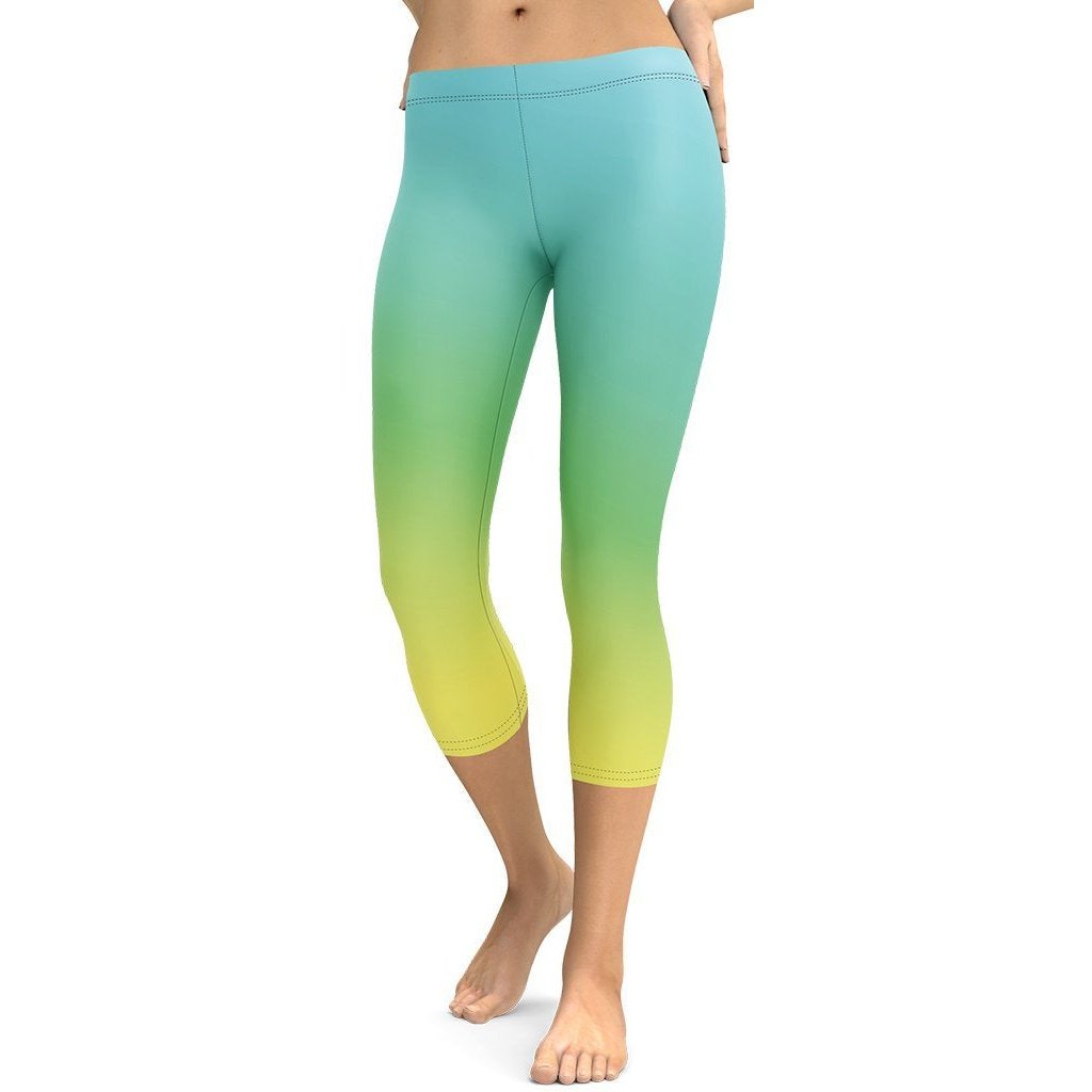 Vibrant Blue & Green Ombre Capris