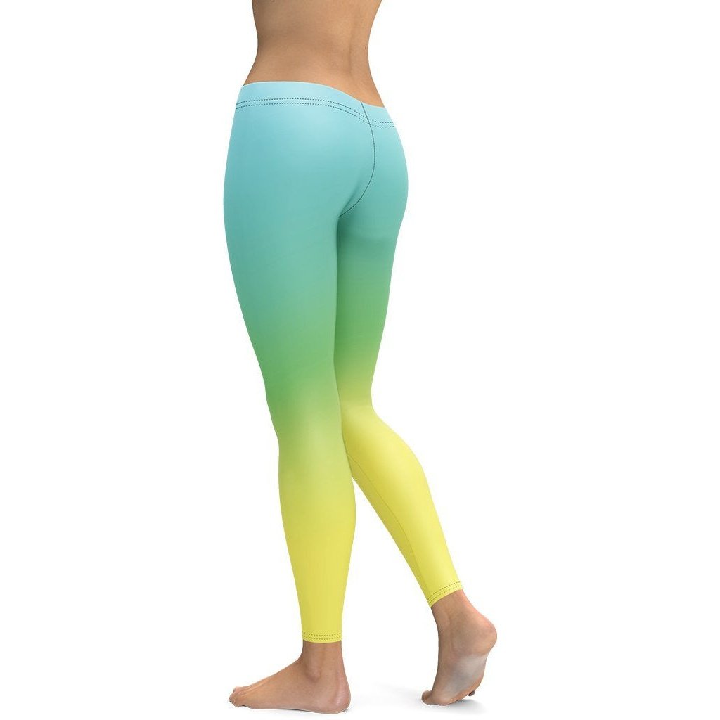 Vibrant Blue Green Ombre Leggings FIERCEPULSE