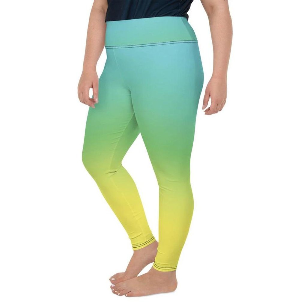 Vibrant Blue & Green Ombre Plus Size Leggings