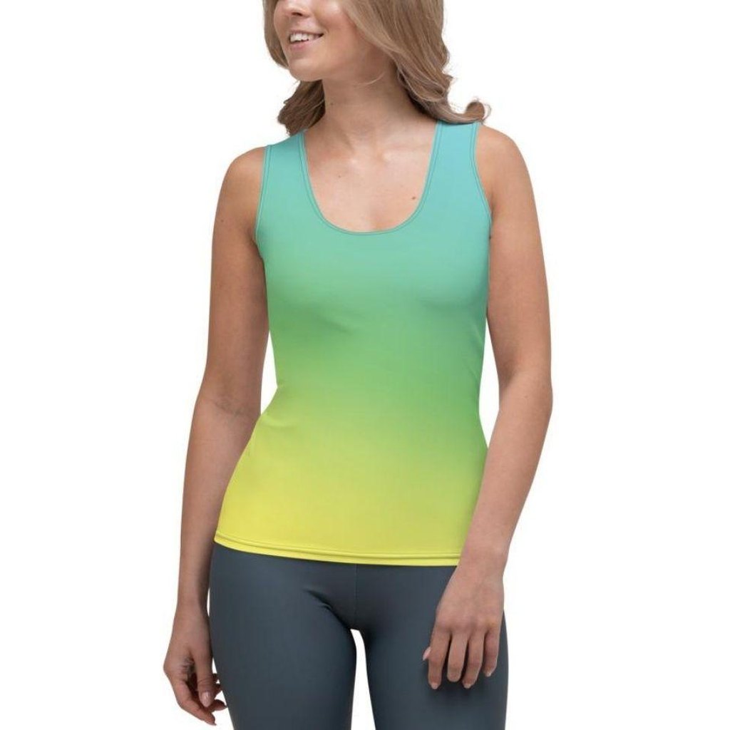 Vibrant Blue & Green Ombre Tank Top