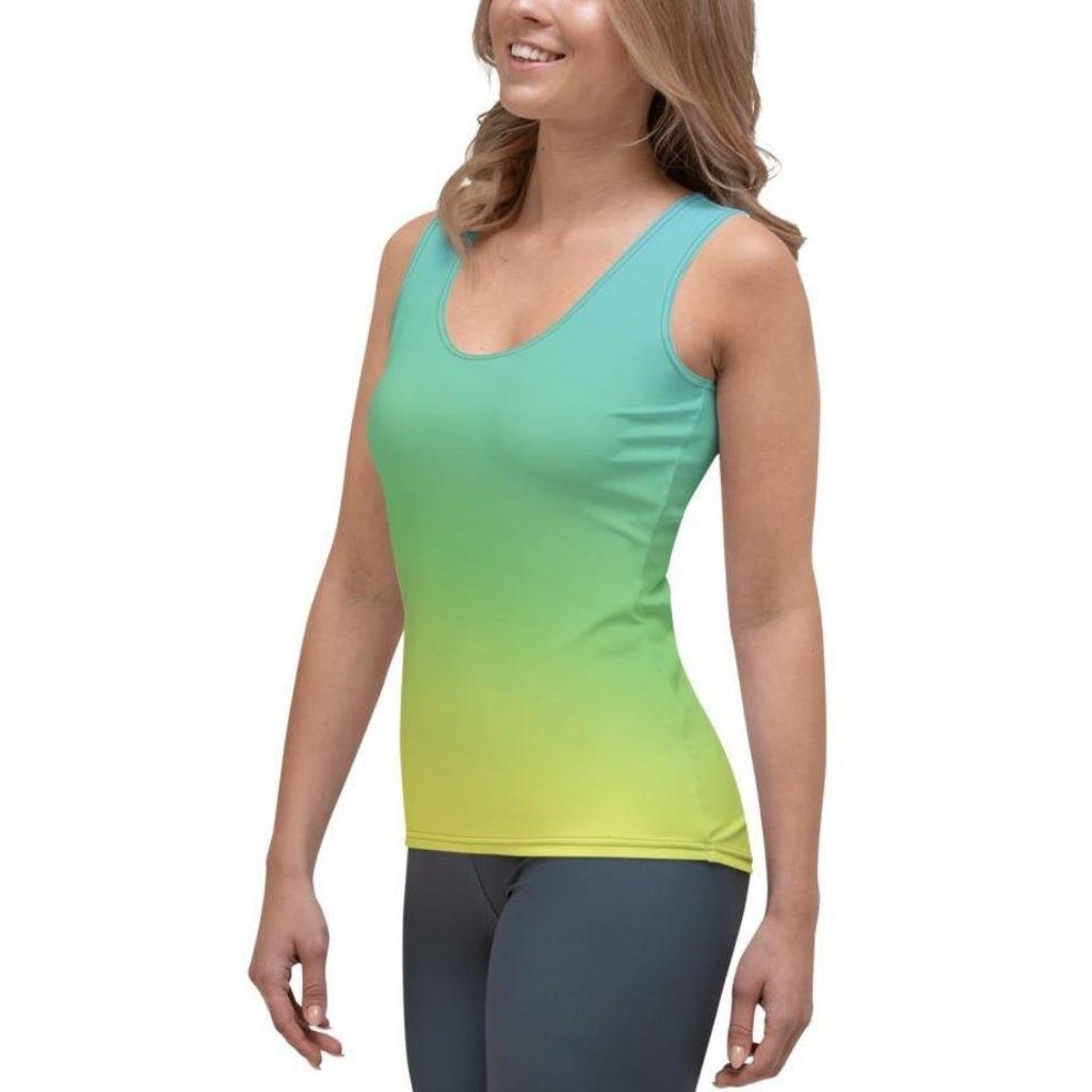 Vibrant Blue & Green Ombre Tank Top
