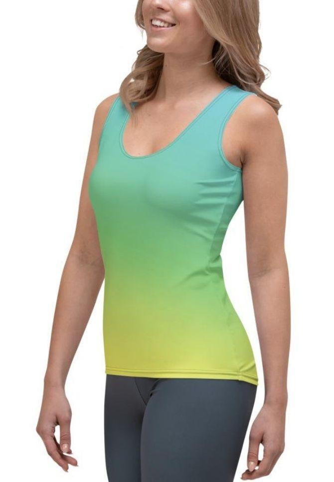 Vibrant Blue & Green Ombre Tank Top