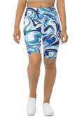 Vibrant Blue Marble Biker Shorts