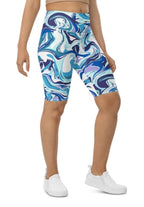 Vibrant Blue Marble Biker Shorts