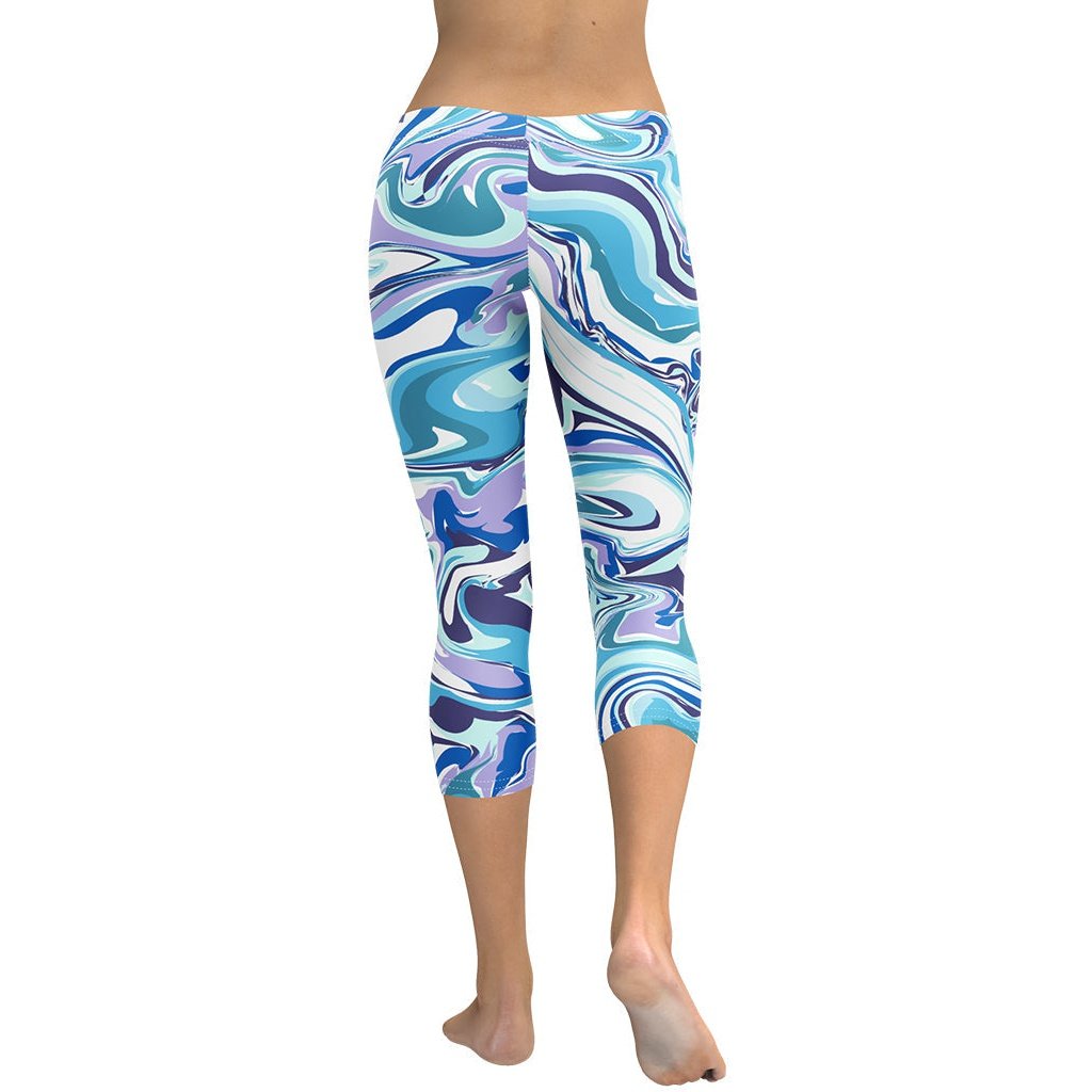 Vibrant Blue Marble Capris