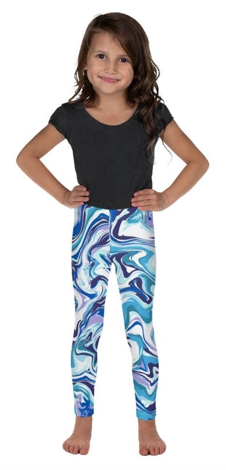 Vibrant Blue Marble Kid's Leggings