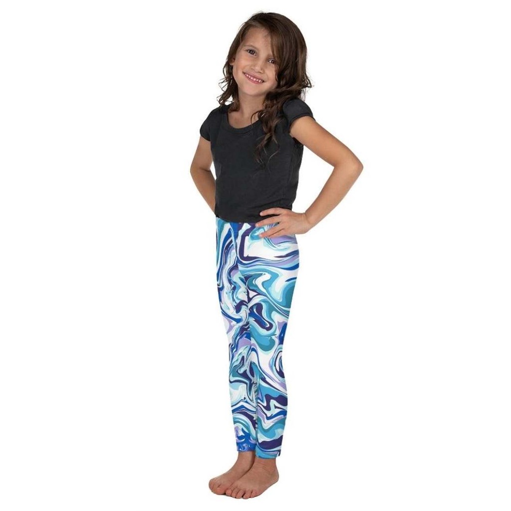 Vibrant Blue Marble Kid's Leggings