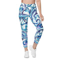 Vibrant Blue Marble Leggings With Pockets
