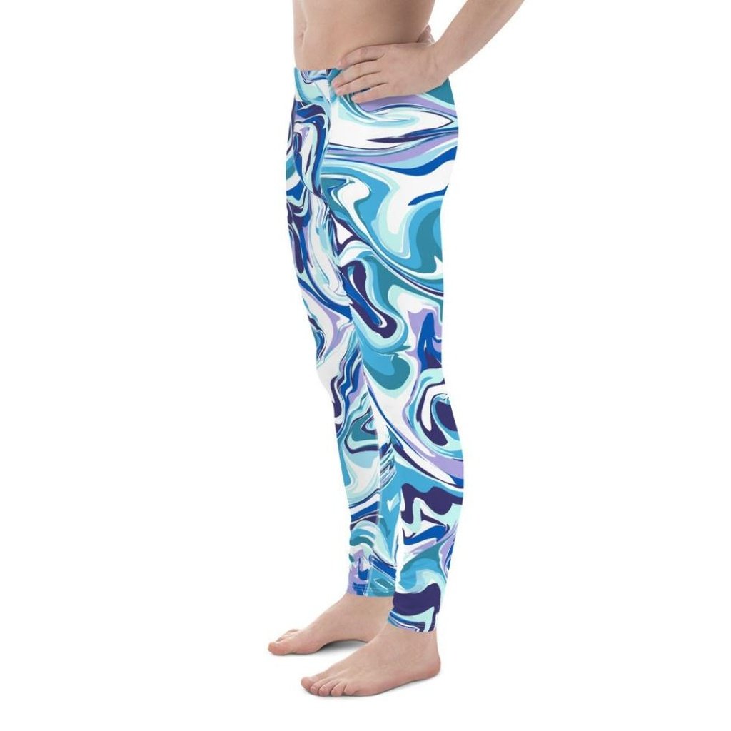 Vibrant Blue Marble Men's Leggings