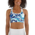 Vibrant Blue Marble Sports Bra
