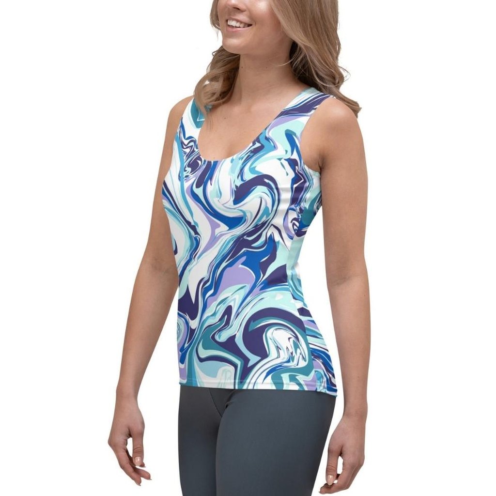 Vibrant Blue Marble Tank Top