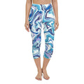 Vibrant Blue Marble Yoga Capris