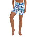 Vibrant Blue Marble Yoga Shorts