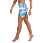Vibrant Blue Marble Yoga Shorts
