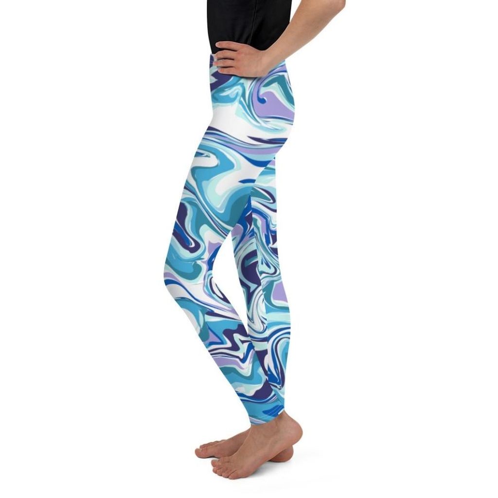 Vibrant Blue Marble Youth Leggings