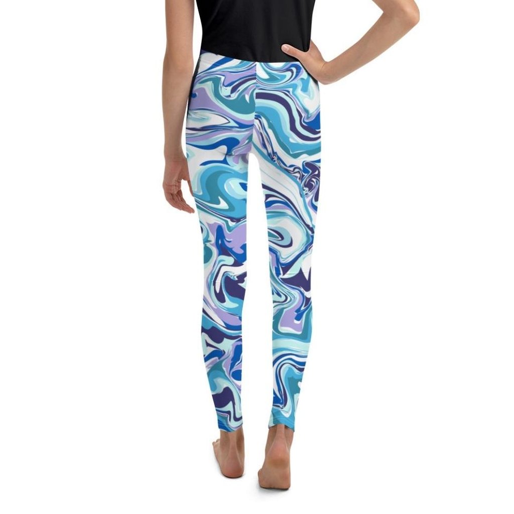 Vibrant Blue Marble Youth Leggings