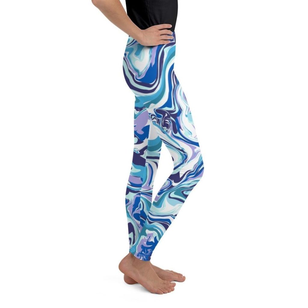 Vibrant Blue Marble Youth Leggings