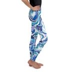 Vibrant Blue Marble Youth Leggings