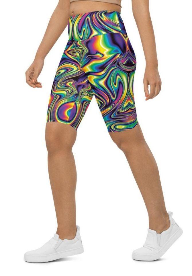 Vibrant Psychedelic Biker Shorts
