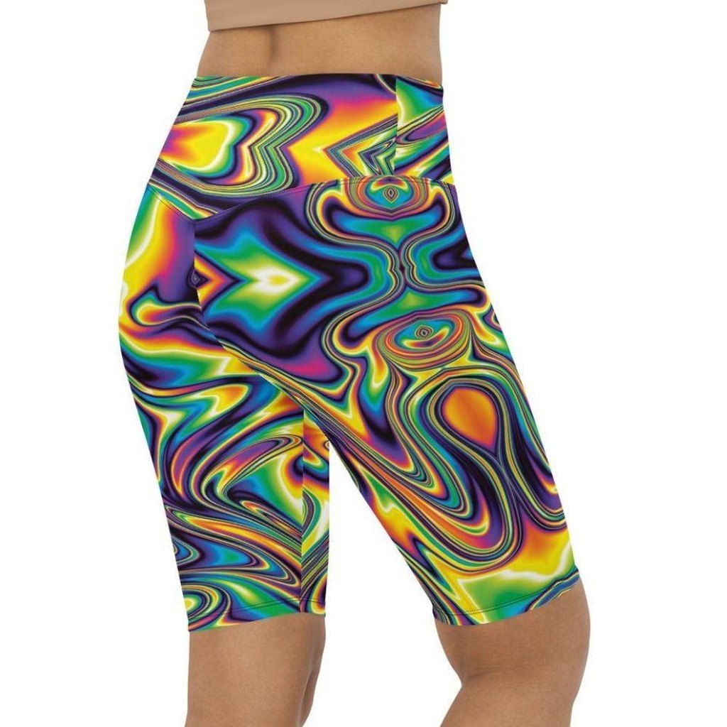 Vibrant Psychedelic Biker Shorts