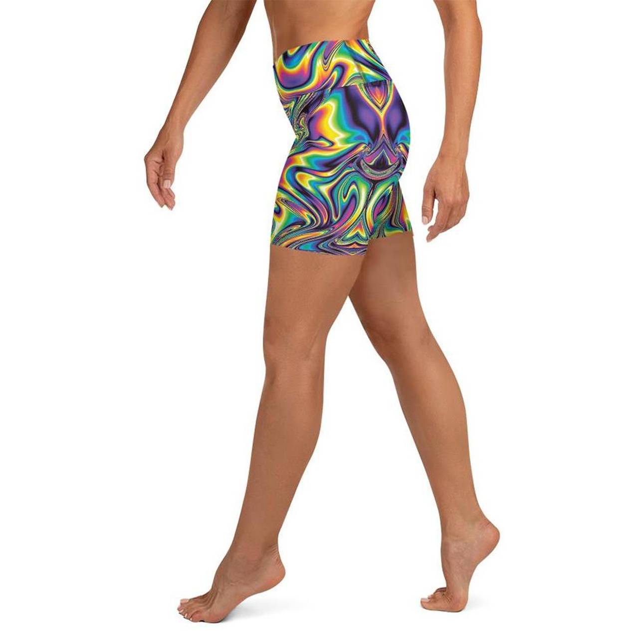 Vibrant Psychedelic Yoga Shorts