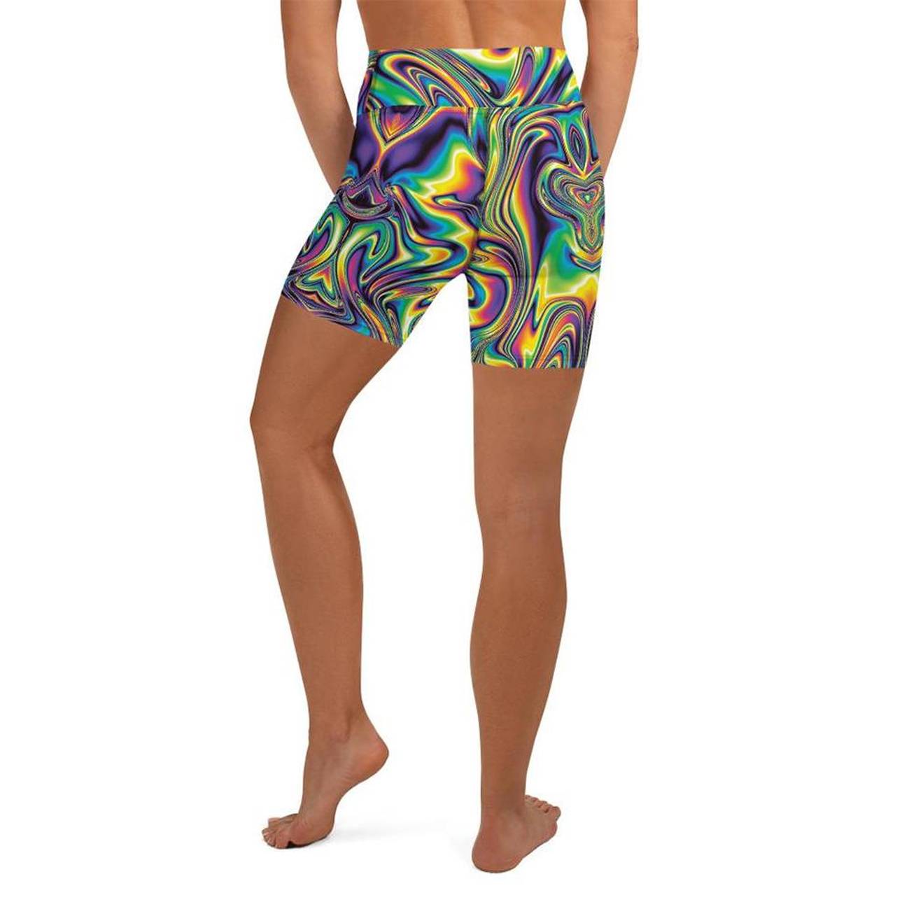 Vibrant Psychedelic Yoga Shorts