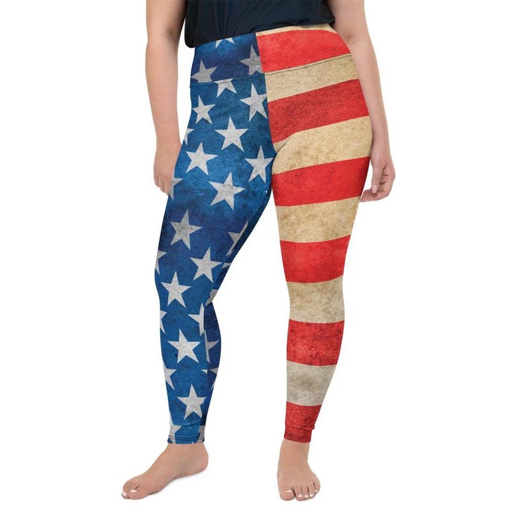 Vintage American Flag Plus Size Leggings