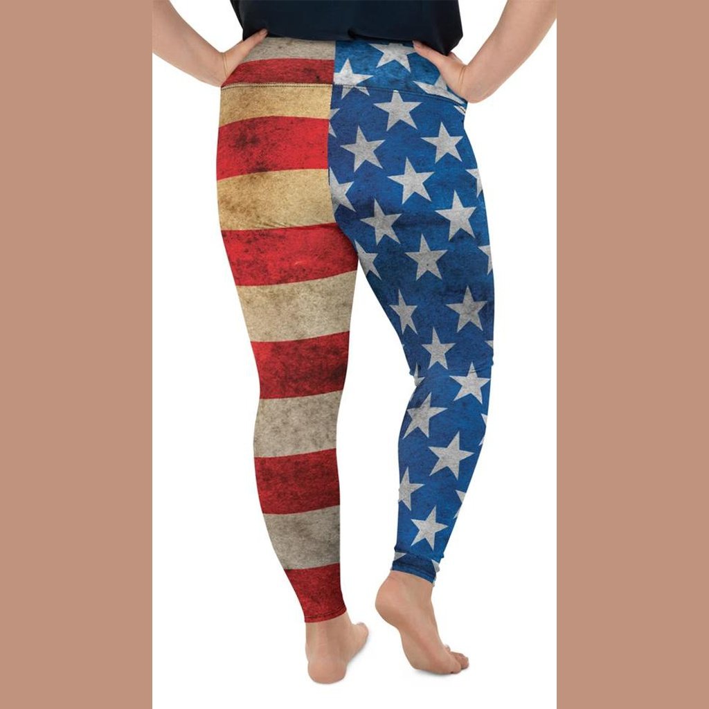 Vintage American Flag Plus Size Leggings