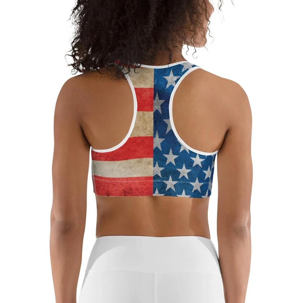 Vintage American Flag Sports Bra
