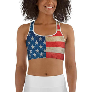 Vintage American Flag Sports Bra