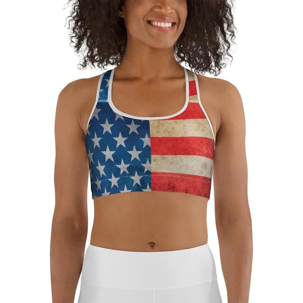 Vintage American Flag Sports Bra