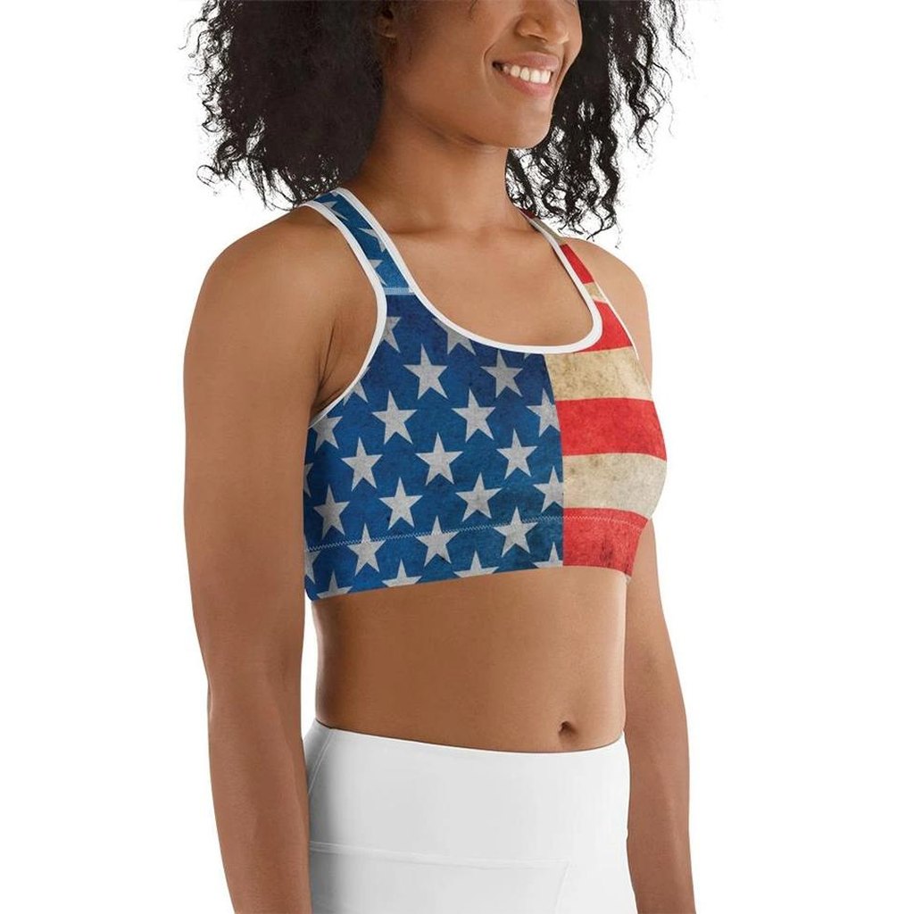 Vintage American Flag Sports Bra