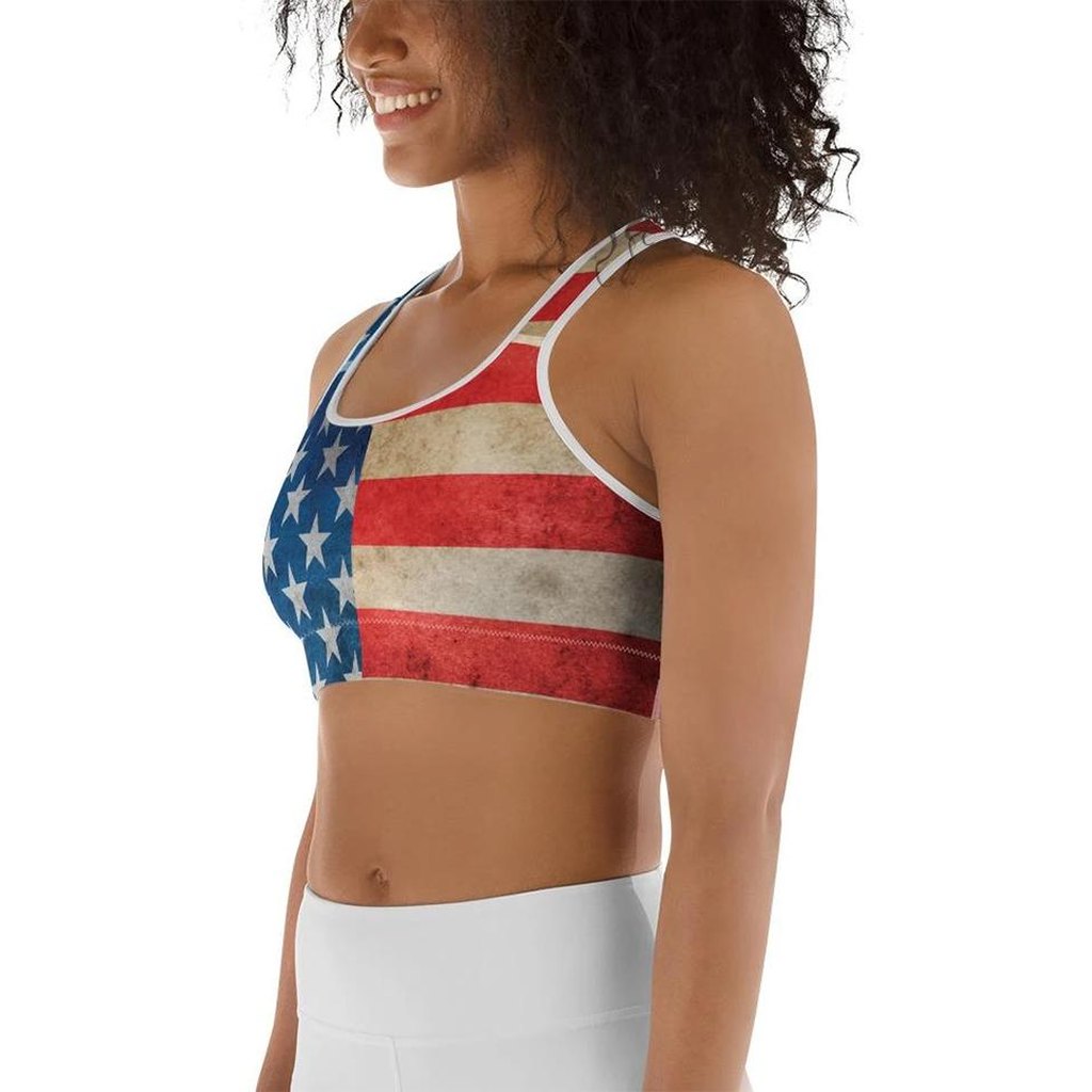 Vintage American Flag Sports Bra