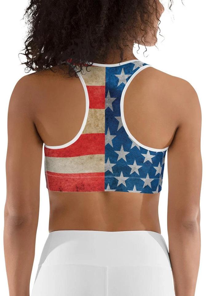 Vintage American Flag Sports Bra