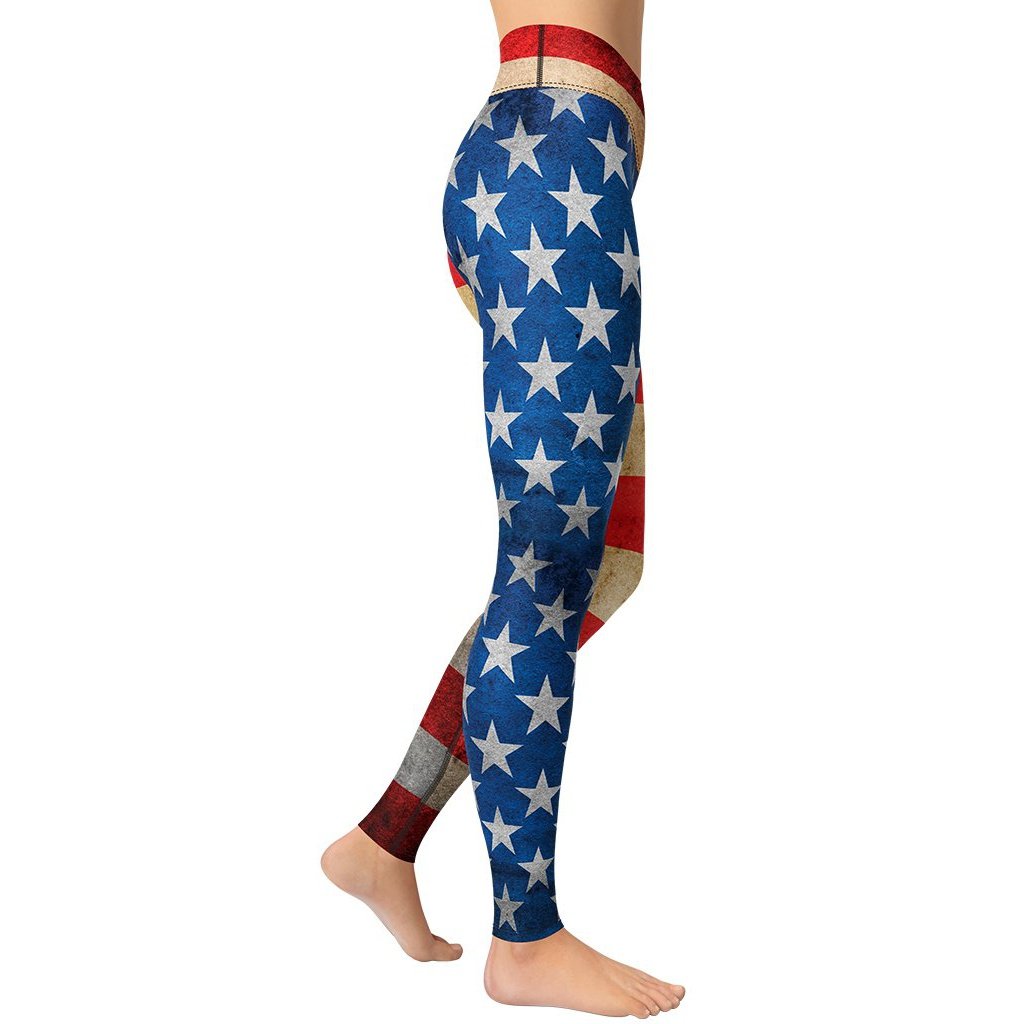 Vintage American Flag Yoga Leggings