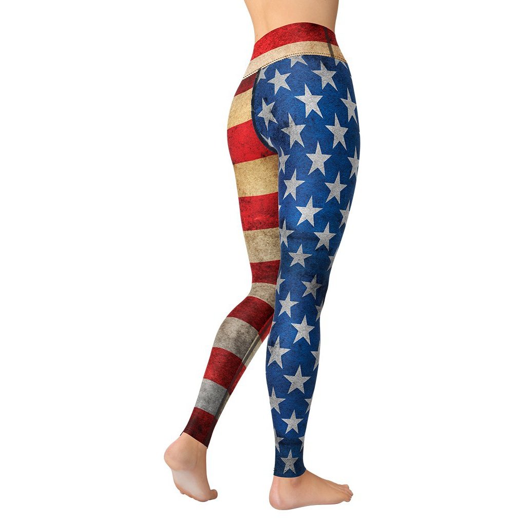 Vintage American Flag Yoga Leggings
