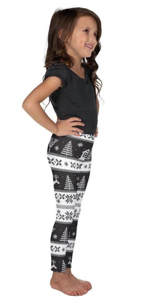 Vintage Black & White Christmas Kid's Leggings