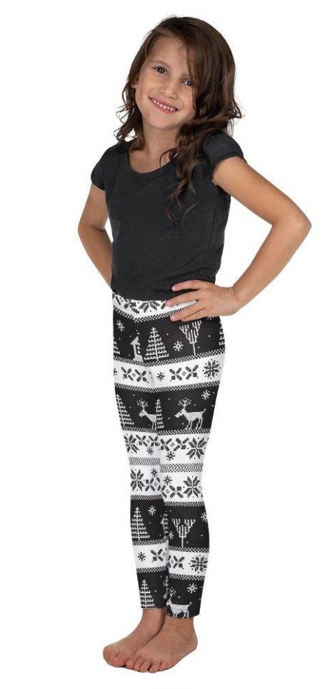 Vintage Black & White Christmas Kid's Leggings