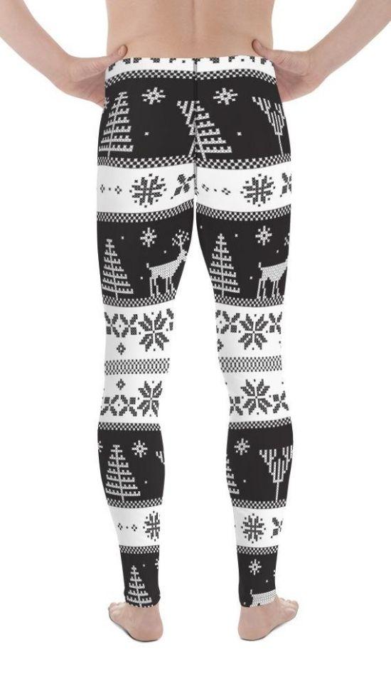 Vintage Black & White Christmas Men's Leggings