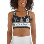 Vintage Black & White Christmas Sports Bra