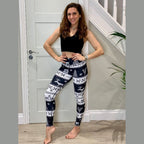 Vintage Black & White Christmas Yoga Leggings