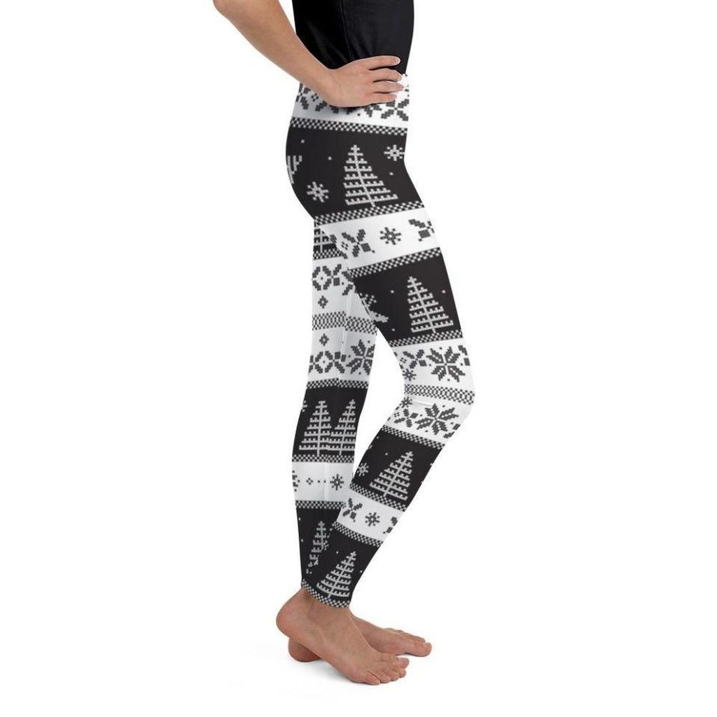 Vintage Black & White Christmas Youth Leggings