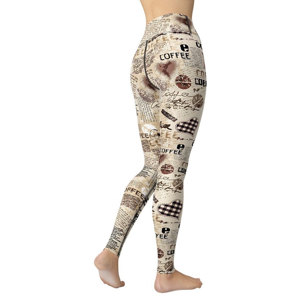 Vintage Coffee Yoga Leggings - FiercePulse - Premium Workout Leggings - Yoga Pants