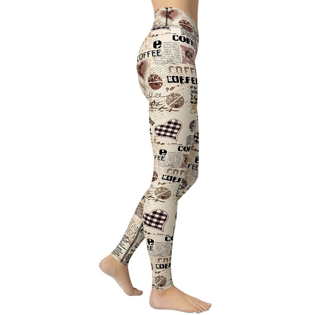 Vintage Coffee Yoga Leggings - FiercePulse - Premium Workout Leggings - Yoga Pants