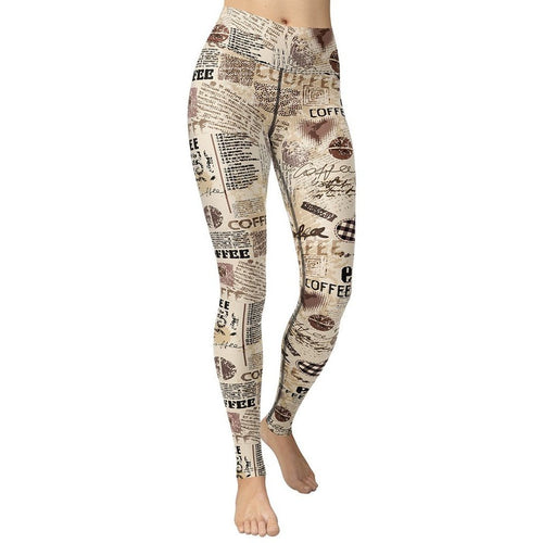 Vintage Coffee Yoga Leggings - FiercePulse - Premium Workout Leggings - Yoga Pants